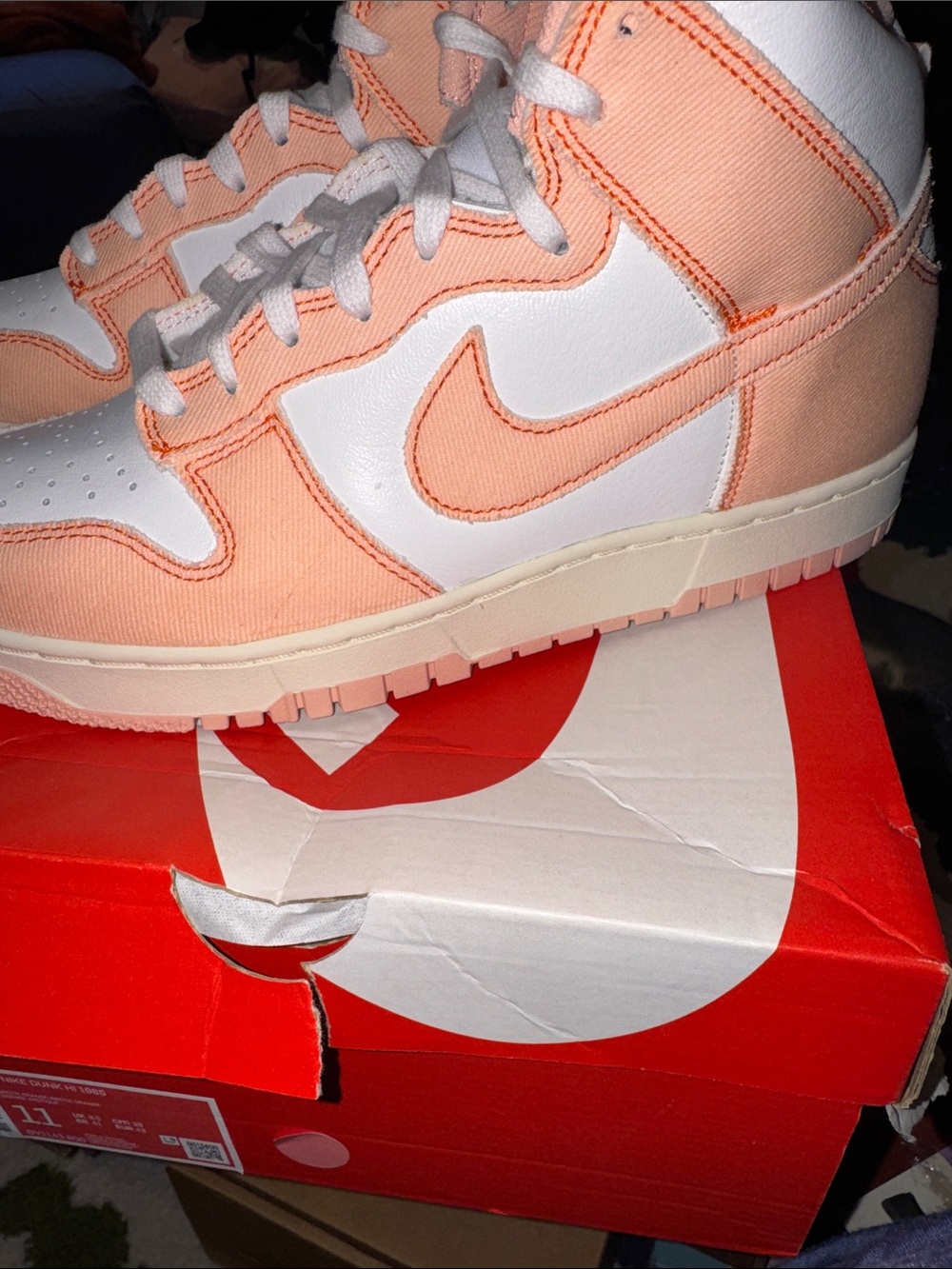 Nike Women’s High-Top Sneakers — Peach & White